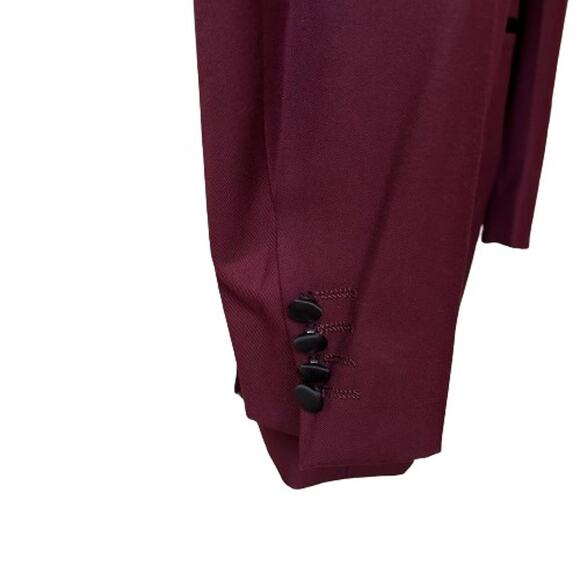 GUC Bellio Slim Fit Burgundy/Black 1-button Tuxedo Jacket (38L) & Pants (32L) - Picture 5 of 12